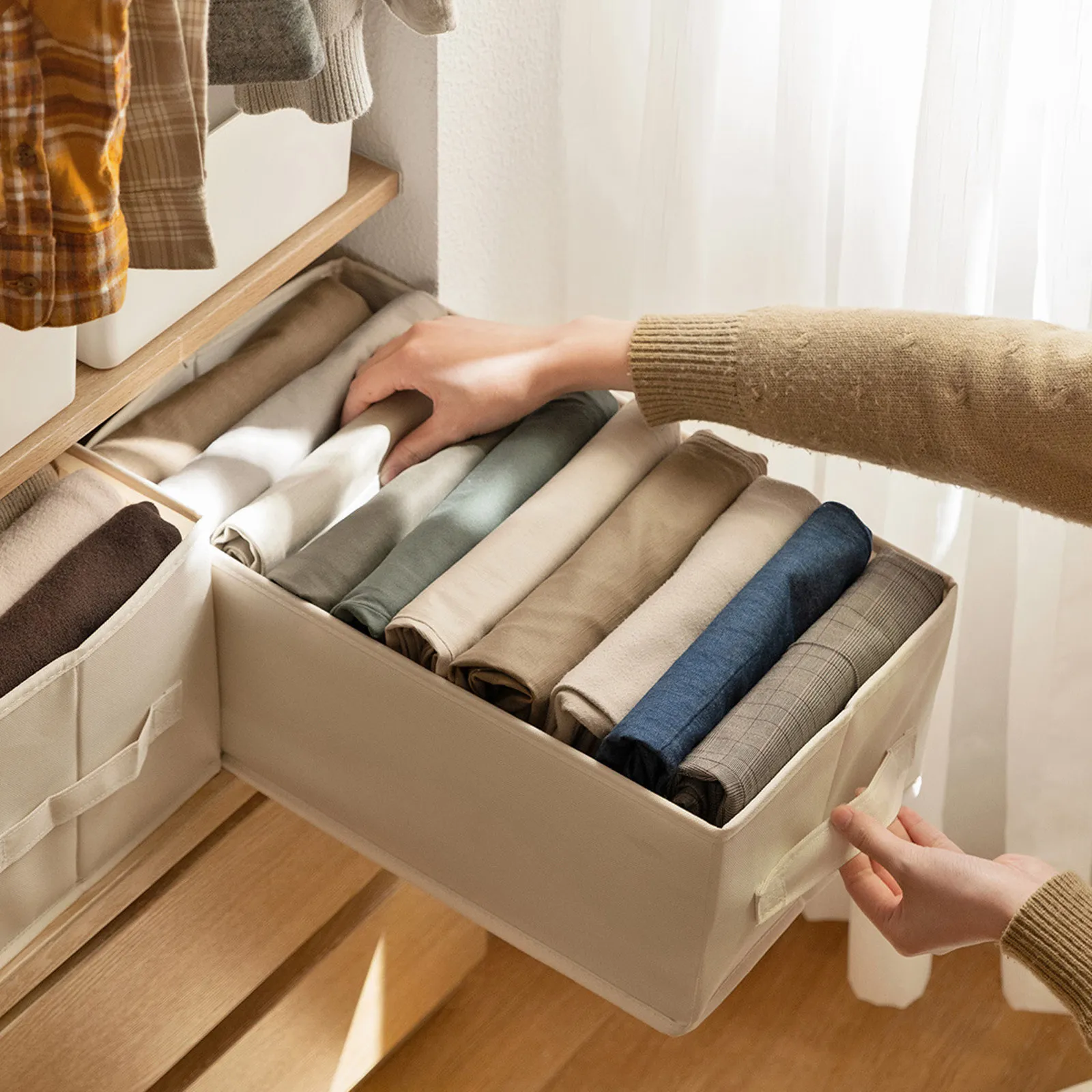 

Органайзер для одежды: тонкий разделитель для ящиков, для джинсов, футболок, брюк, для гардероба, сумка для сортировки одежды