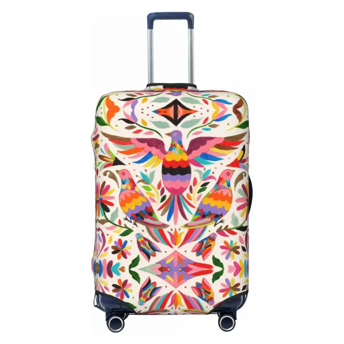 

Cute Fashion Mexican Otomi Birds Texture Luggage Cover Protector Washable Folk Floral Art Travel Suitcase Covers