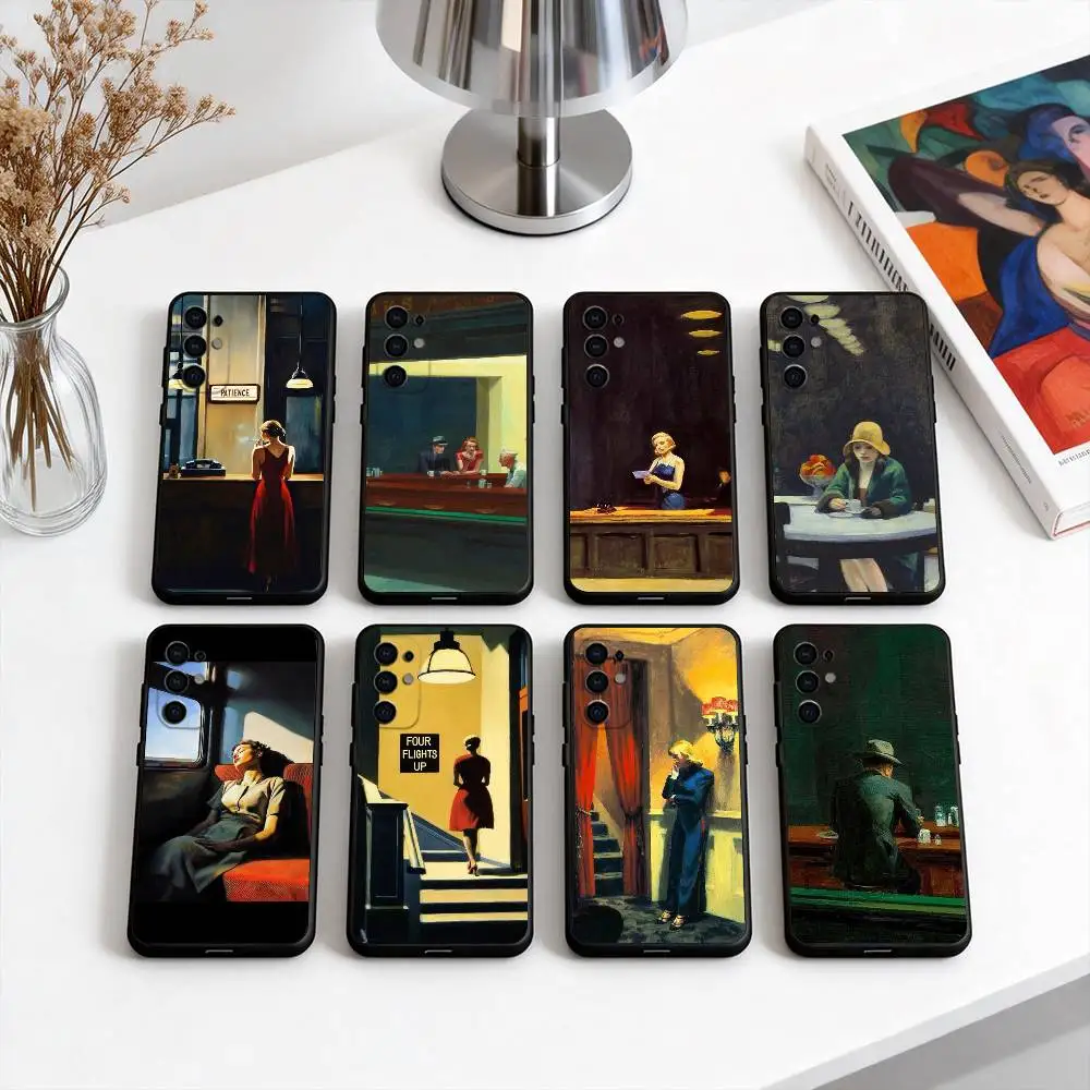 

Painting E-edward H-hopper Art Phone Case For Samsung S25,S24,S21,S22,S23,S30,Ultra,S20,Plus,Fe,Soft Silicone Black Cover