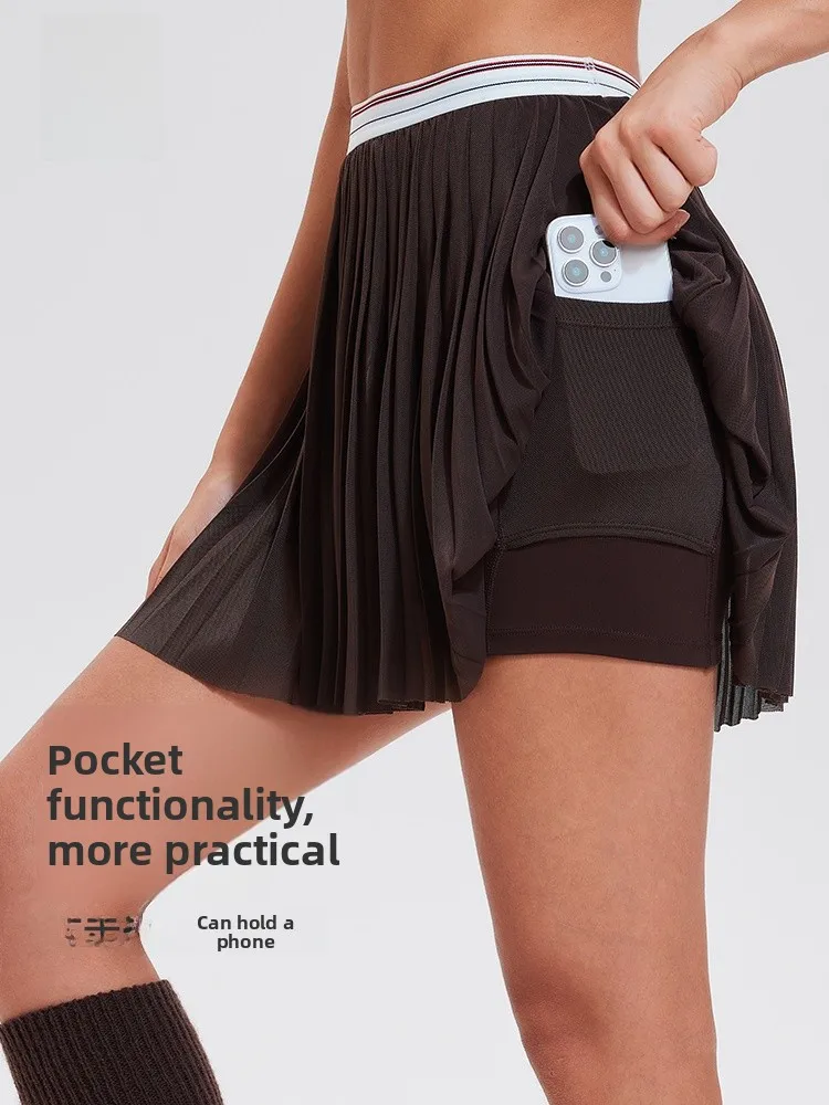 COSLEAF Fitness Tennis Skirt Women's Summer Running Anti-Light Sport Short Skirt High Waist Slim Badminton Half-length Skirt