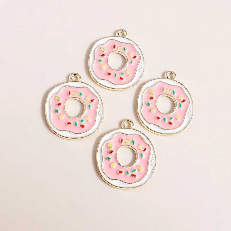 

20pcs 20x24mm Cute Enamel Food Doughnut Dessert ﻿Charms Pendants for Jewelry Making Necklaces Earrings DIY Crafts Accessories