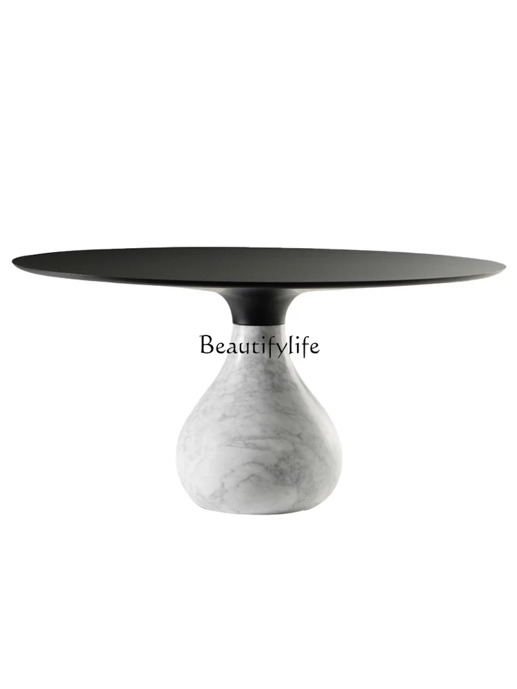 

High-End Custom Italian Natural Marble round Table round Water Drop Dining Table