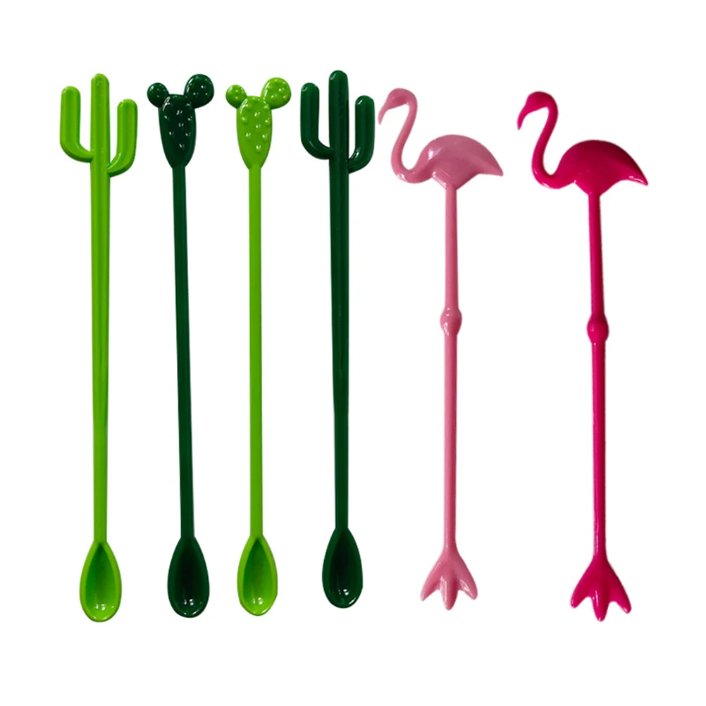 

12pcs Flamingo Cocktail Stirring Spoons Drink Stirrers Tiki Bar Accessories Plastic Eco Beverage Rods Summer Gifts
