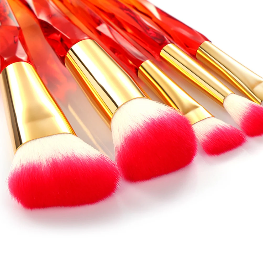 

5Pcs Fashion Handle Assorted Makeup Brush Set Beauty Care Supplies(White Handle Red Brush+PVC Bag)