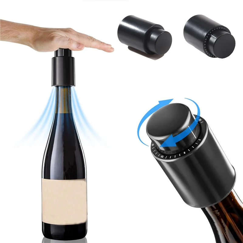 

Wine Bottle Stoppers Leakproof Freshness Keeper With Scale Record Wine Sealer Vacuum Pump Cork For Wine Lovers Preserves