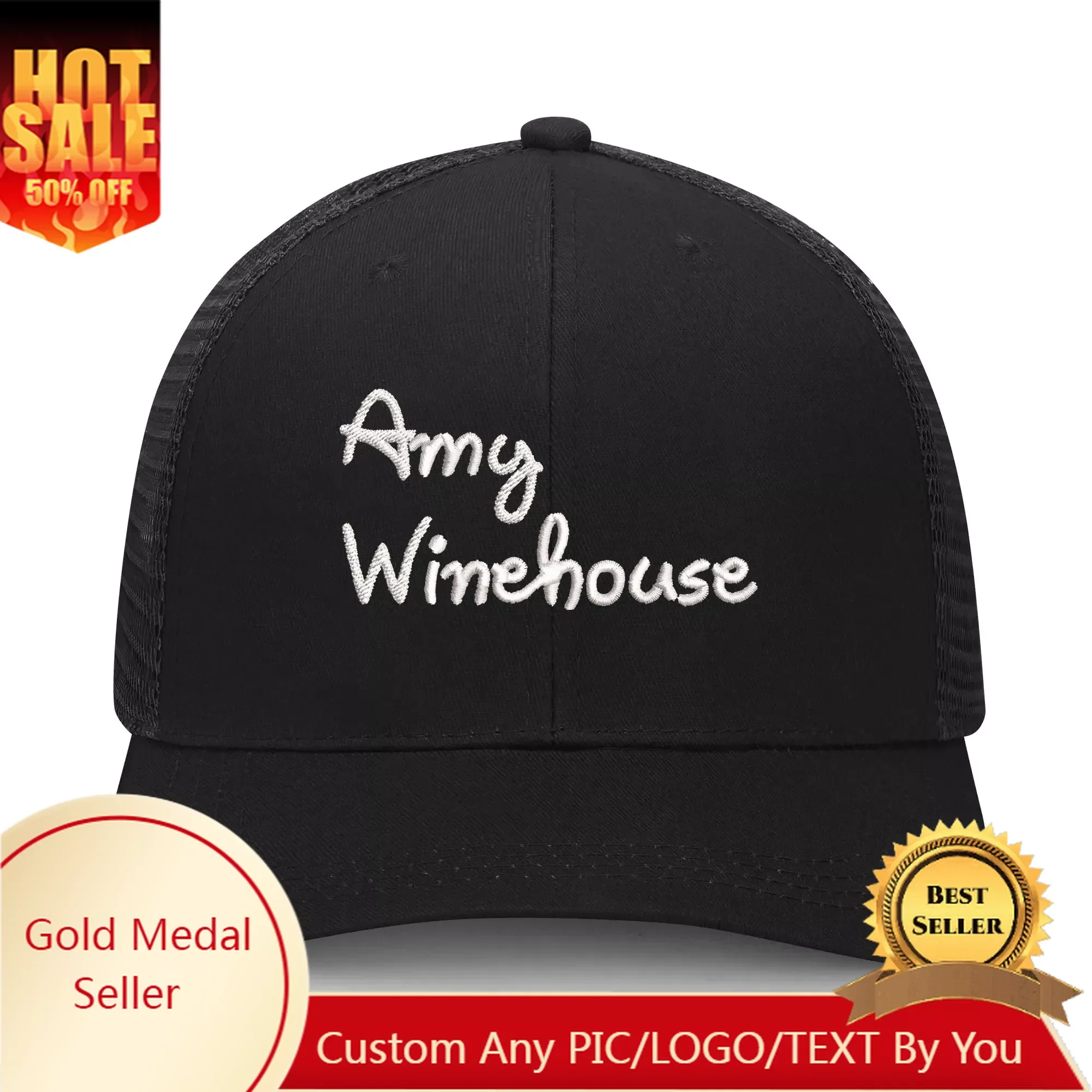 

Amy Winehouse Singer Embroidery Hat Mens Womens Sports Baseball Hat Hip Hop Breathable Summer Headwear Custom Made Caps Logo