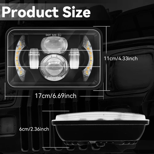 Imagen 2 del producto Conjunto de faros automotrices de 5 pulgadas, luz LED de trabajo para coche, lámpara DRL, faro LED 4X6, luces cuadradas de modificación de coche para Jeep SUV