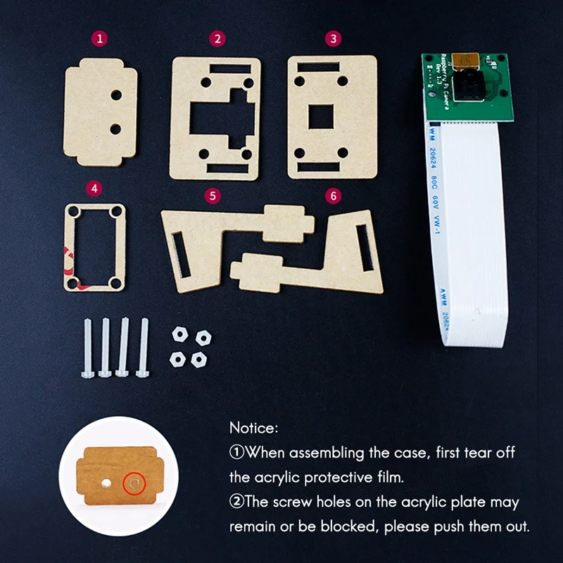 Acrílico Camera Habitação Suporte, altamente transparente, Raspberry Pi Oficial