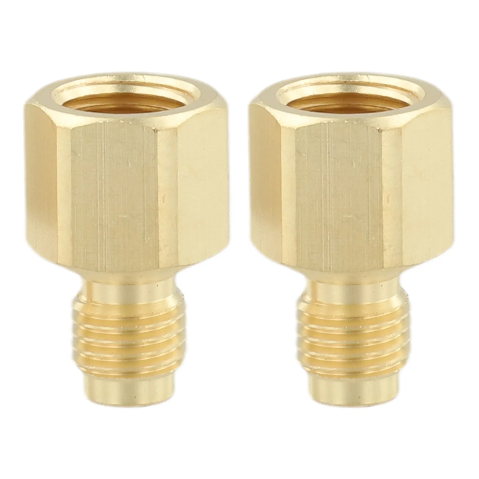R410 Conditioner Adapter Quick Coupling 1/4 SAE Male to 5/16 SAE Female Brass HVAC Connector for Automotive Cooling Systems