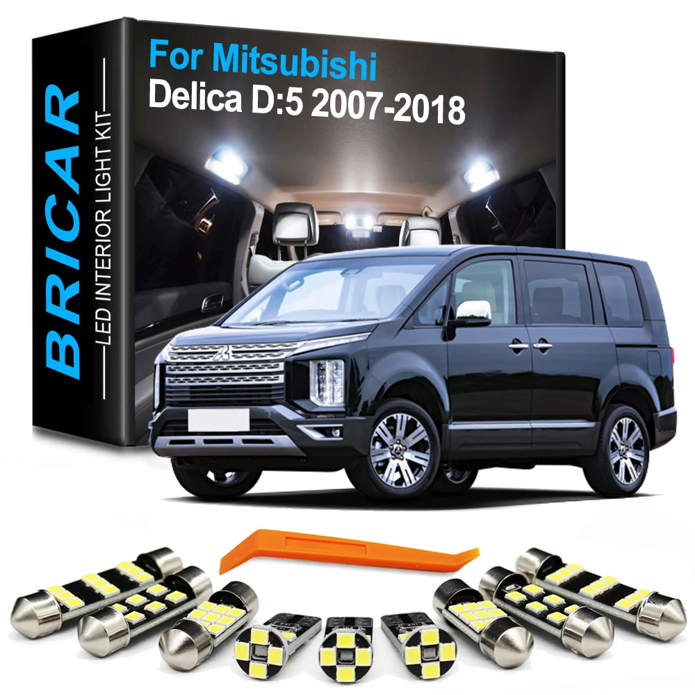 Brlcar 12Pcs Canbus Interior LED Bulb Light Kit For Mitsubishi Delica D5 D:5 CV5W CV2W 2007-2015 2016 2017 2018 Car Indoor Lamp