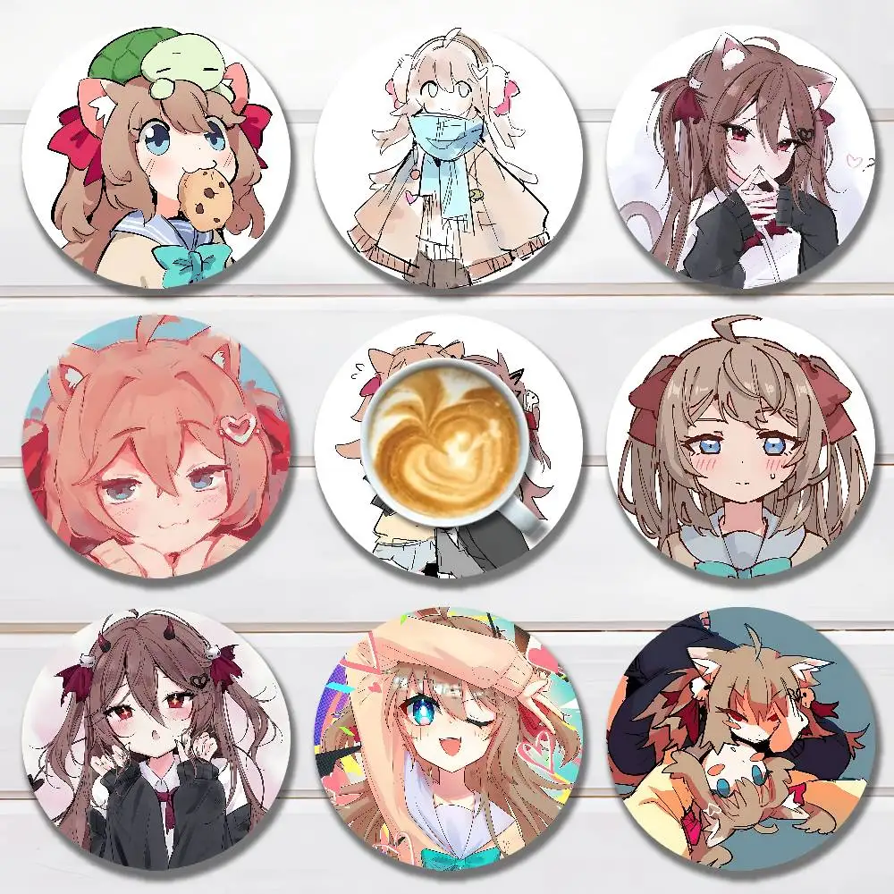 

Neuro S-Sama E-Evil Vtuber Heat Resistant Round Wooden Coasters Non-slip Drink Cafe Decoration 2D Flat Color Print Coasters
