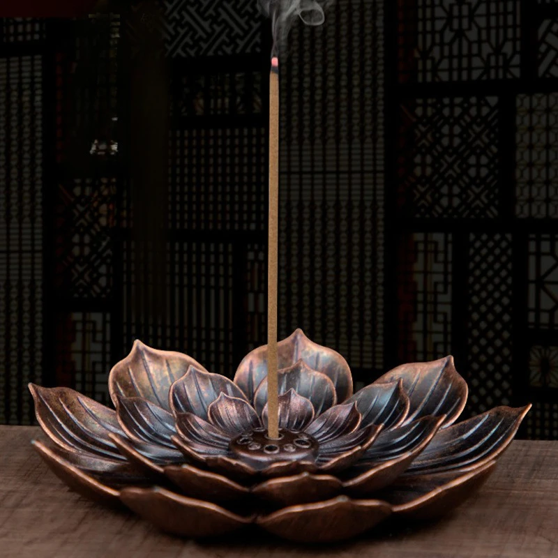 

Alloy Zen Incense Burner Lotus Perforated Plug Incense Burner Handicrafts Home Decoration Incense Holder Zen Garden