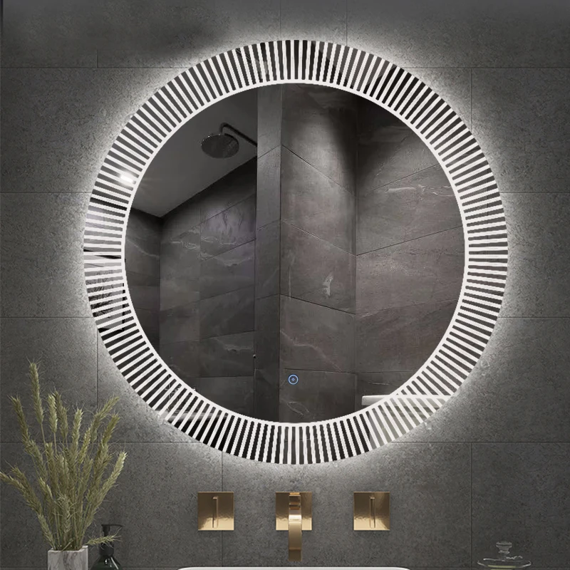 Rongchang Ready to Ship Newtype Circle Wall Mounted Lamps LED Anti-fog Dimmable Memory Mirror Circle Customized Logo Bathroom