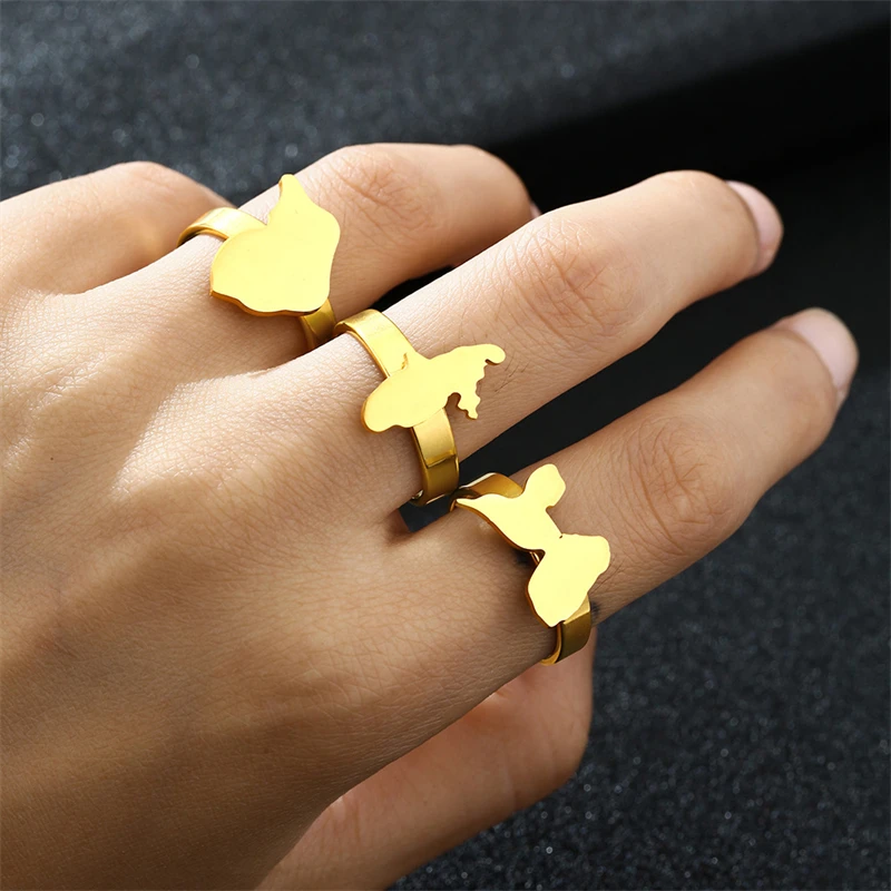 Fashion French Guiana Guadeloupe Martinique Ring for Women Girls Stainless Steel Gold Silver Color Accessories France Jewelry