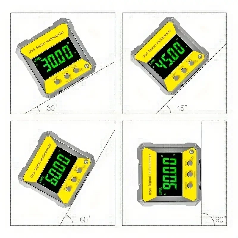 Mini Inclinomètre Électronique Étanche IP54, Capteur Laser, Écran LCD, Affichage Numérique, Détecteur d'Angle, Inclinomètre Magnétique