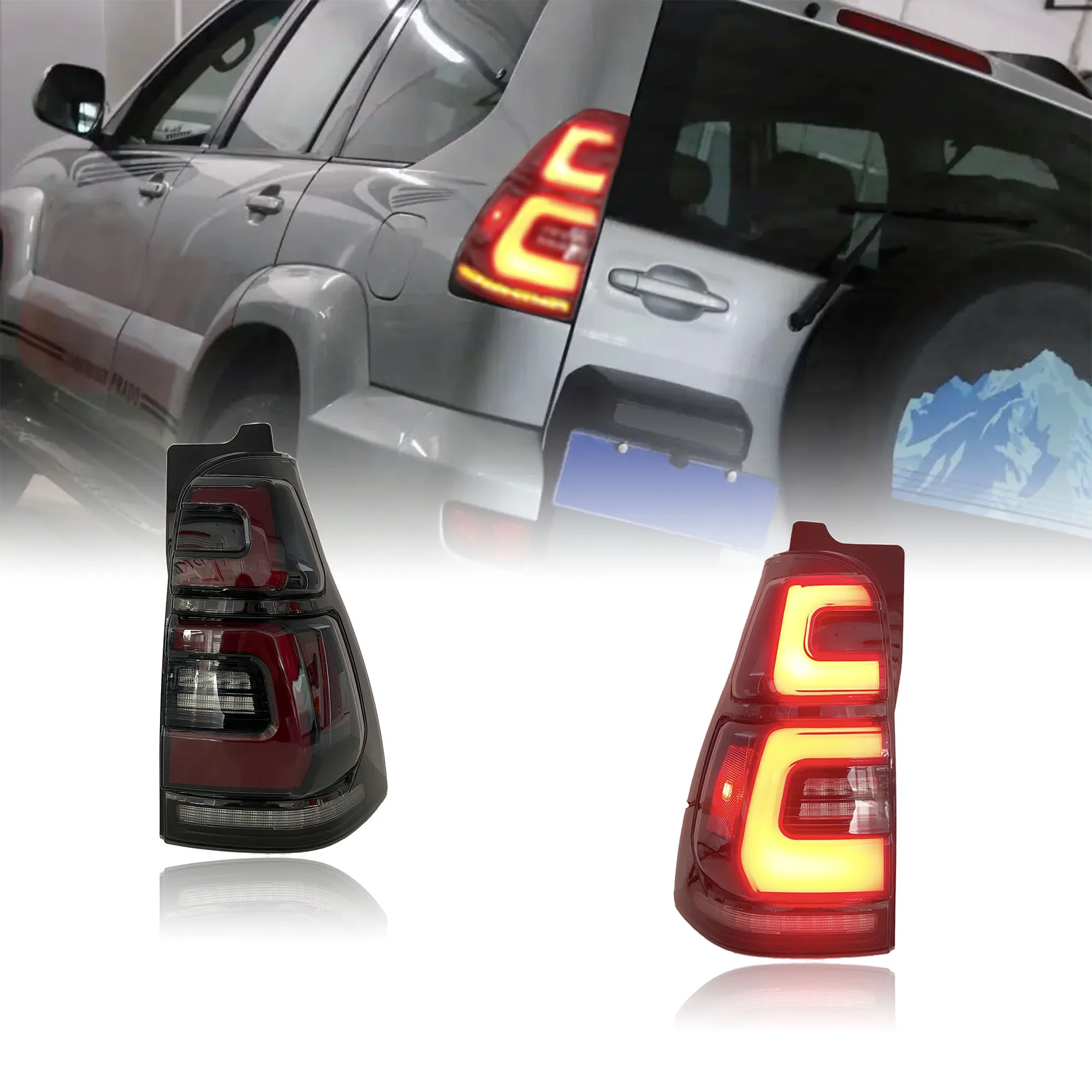 For 4Runner 4th Gen Toyota 2003-2009 4-Runner Signal DRL Brake Reverse LED Tail Lights Assembly