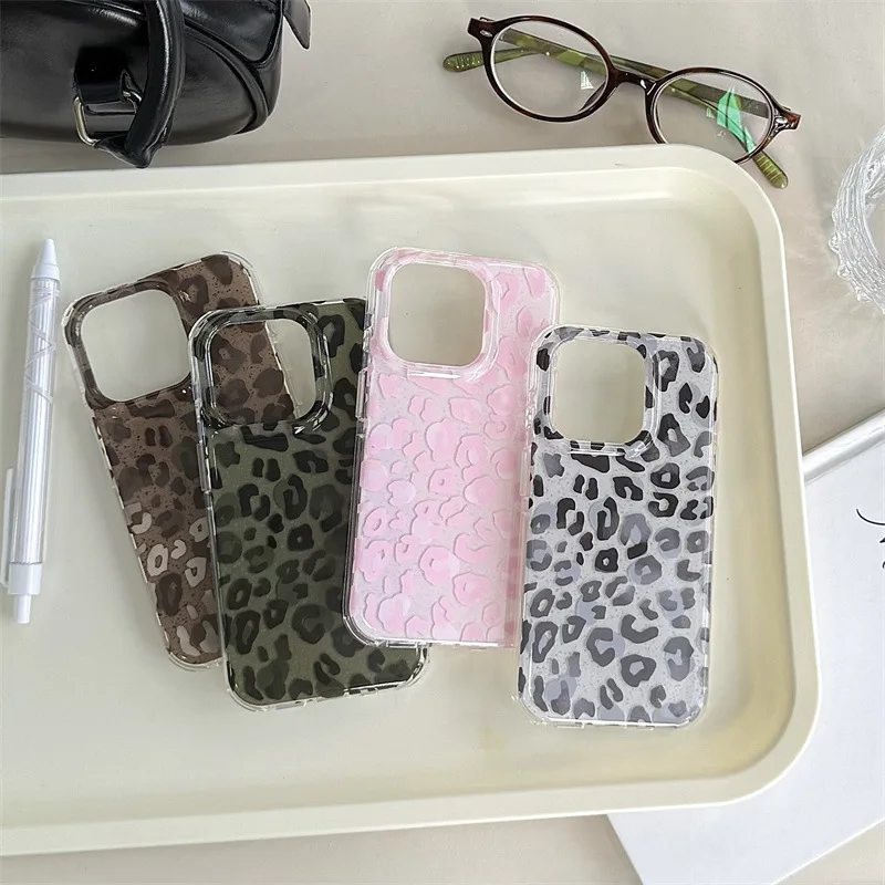 

Высококачественный роскошный чехол для телефона iPhone 16, 15, 14, 13, 12, Pro Max, защитный чехол с леопардовым принтом для iPhone 15, 16 Pro max