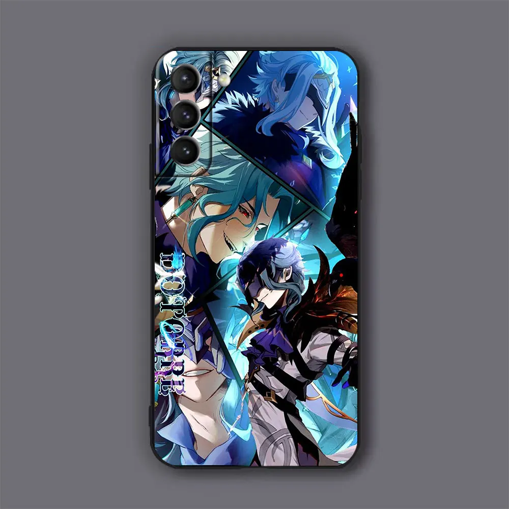 Casing ponsel Anime benturan Genshin untuk Samsung Galaxy S24 S23 S22 S21 S20 Ulus Fe S10 S9 S8 Plus 5G sampul silikon lunak hitam