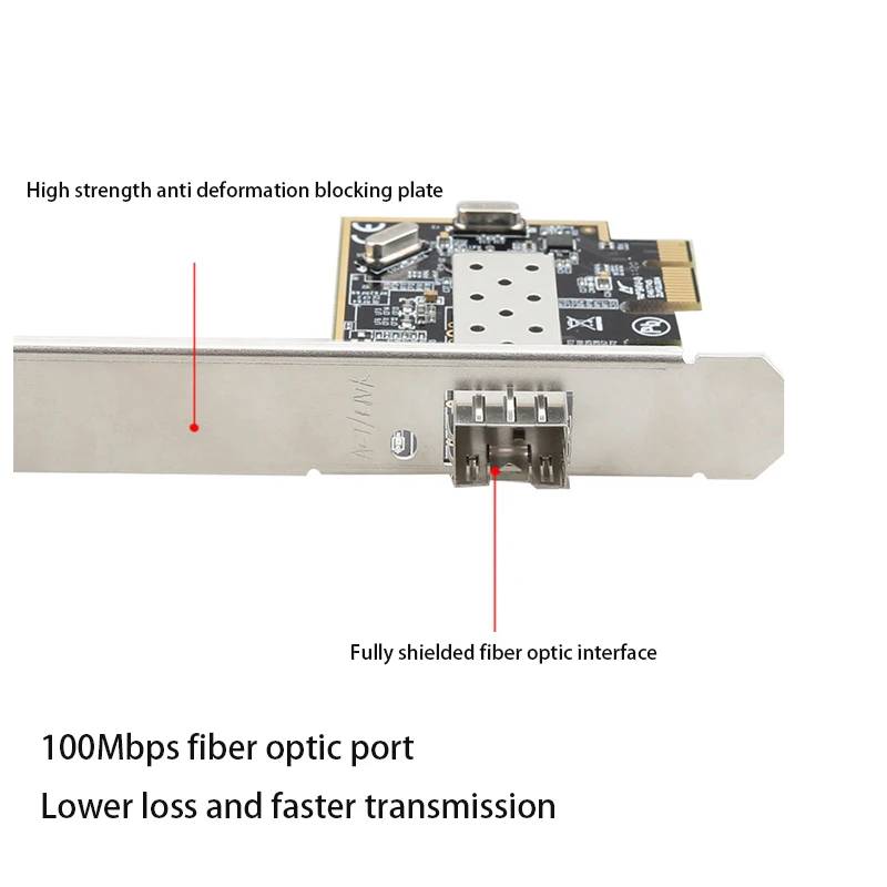 Adaptateur séparateur et convertisseur de carte réseau, port fibre, jeu PCIE, 100Mbps, 100m, LAN