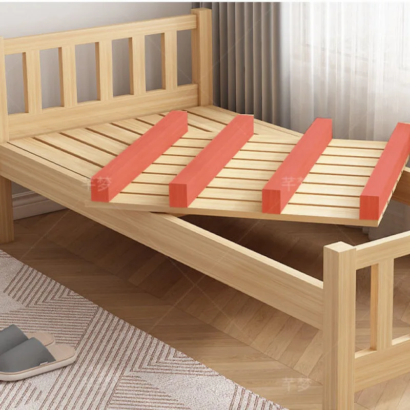 Solid wood pine single bed Modern simple splicing children's bed Office dormitory bed