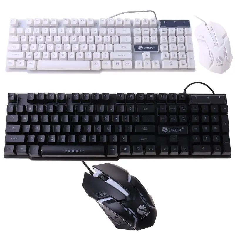 Mechanical Feel Keyboards RGB LED Backlight Gaming Keyboard and Mouse Combo for Laptop Desktop PC