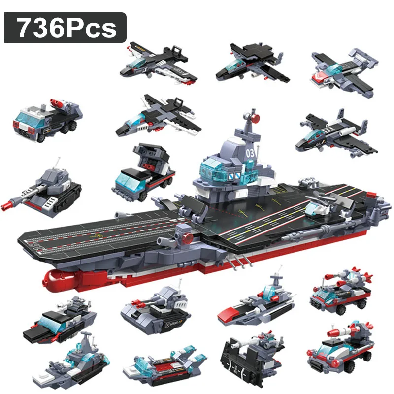 

Military 16IN1 Fujian Aircraft Carrier Warship Model Building Blocks Technical NAVY Weapons Battle Ship Bricks Assemb Toys Gifts