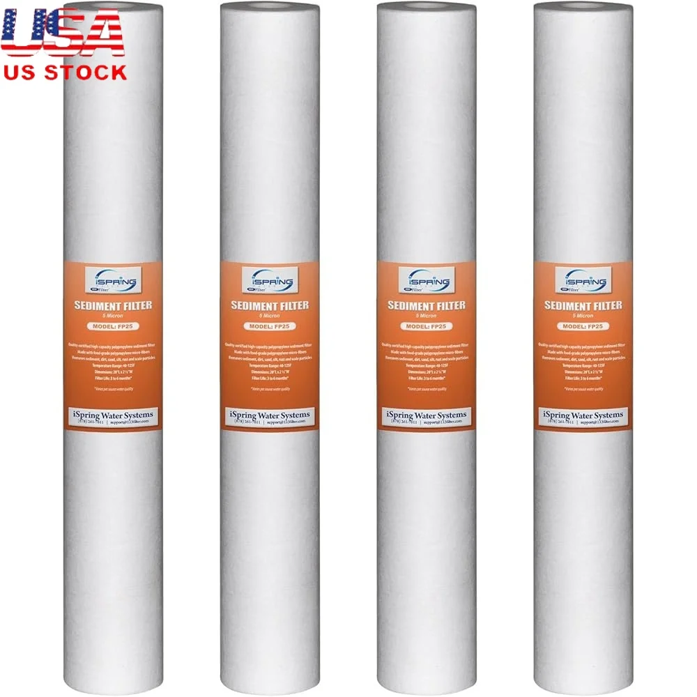 

High Capacity 20 x 2.5 Water Replacement Cartridges Fine Sediment Filter 5 Micron 4 Pack Home Pool Spa Use
