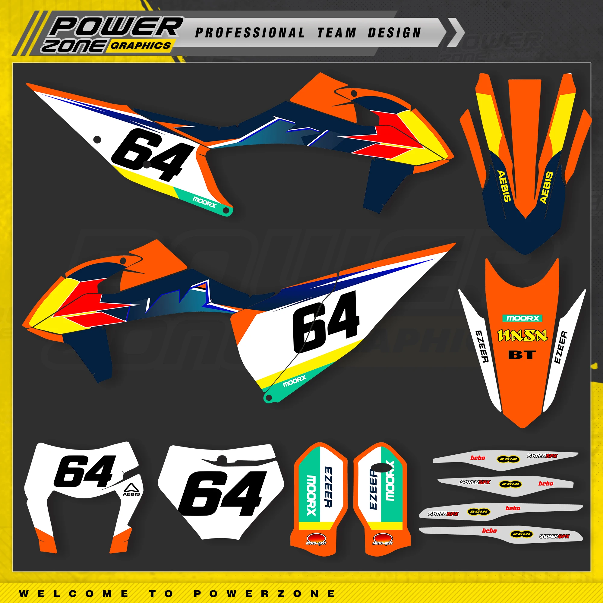 

Набор наклеек PowerZone с индивидуальным дизайном для KTM SX SXF MX 2019-2022 EXC XCW 2020-2023 125-500cc Enduro 55
