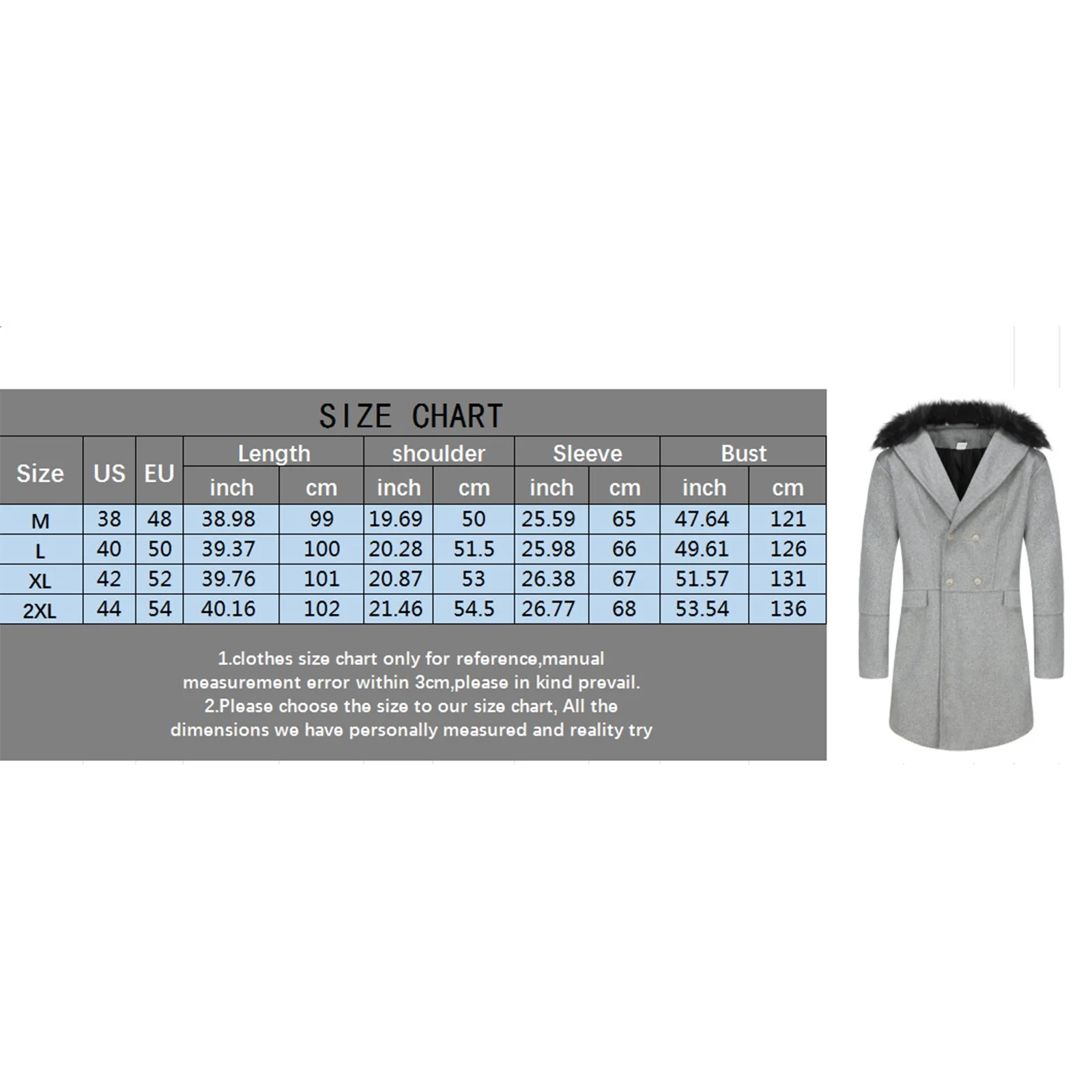 Trench doppiopetto da uomo invernale Collo di pelliccia di media lunghezza maschile Risvolto Scollo a V Manica lunga Cappotti invernali in misto lana calda