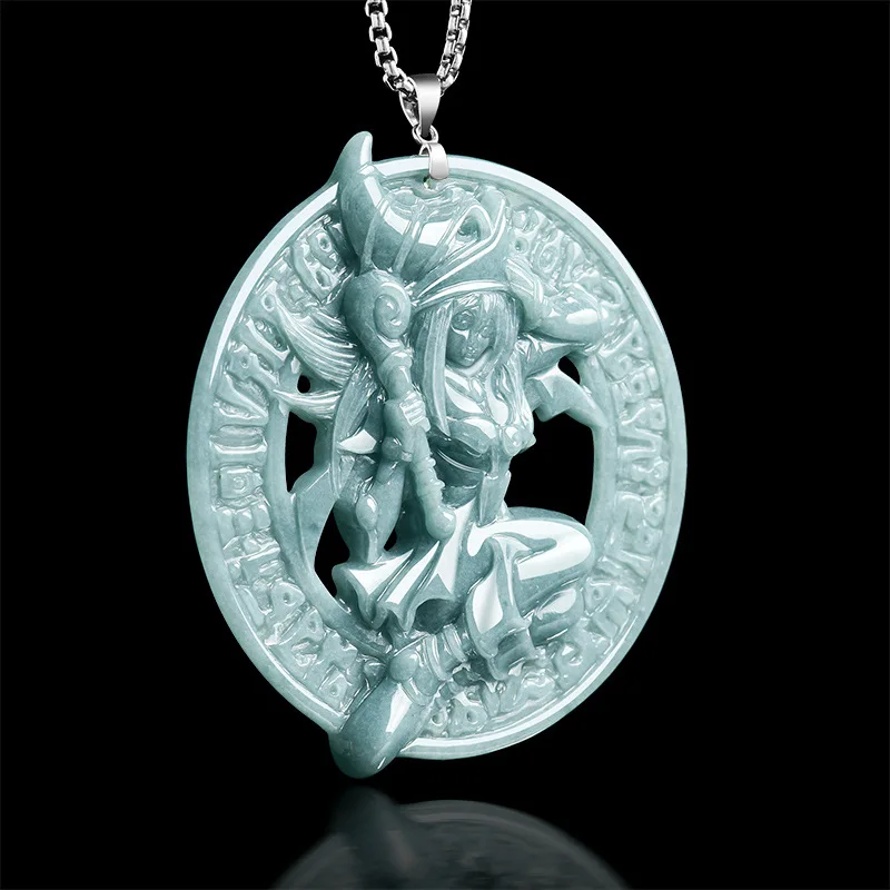 Myanmar Jadeite Black Magic Girl Pendant Necklace Fashion Accessories Stone Charm Talismans Luxury Lucky Burmese Jade