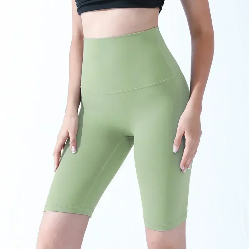 Pantalones cortos de Yoga sin línea en T de Color sólido, pantalones de Yoga de cinco puntos, elásticos, ajustados, ejercicio, Fitness, primavera y verano, nuevo