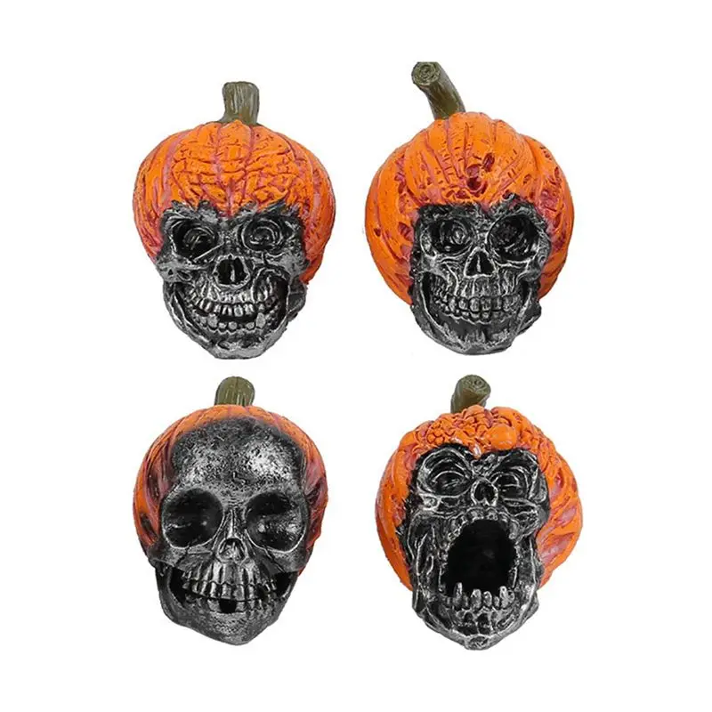 

COME Halloween Skull Resin Ornaments Holiday Secret Room Horror Pumpkin Hat Skull Decoration Layout Crafts