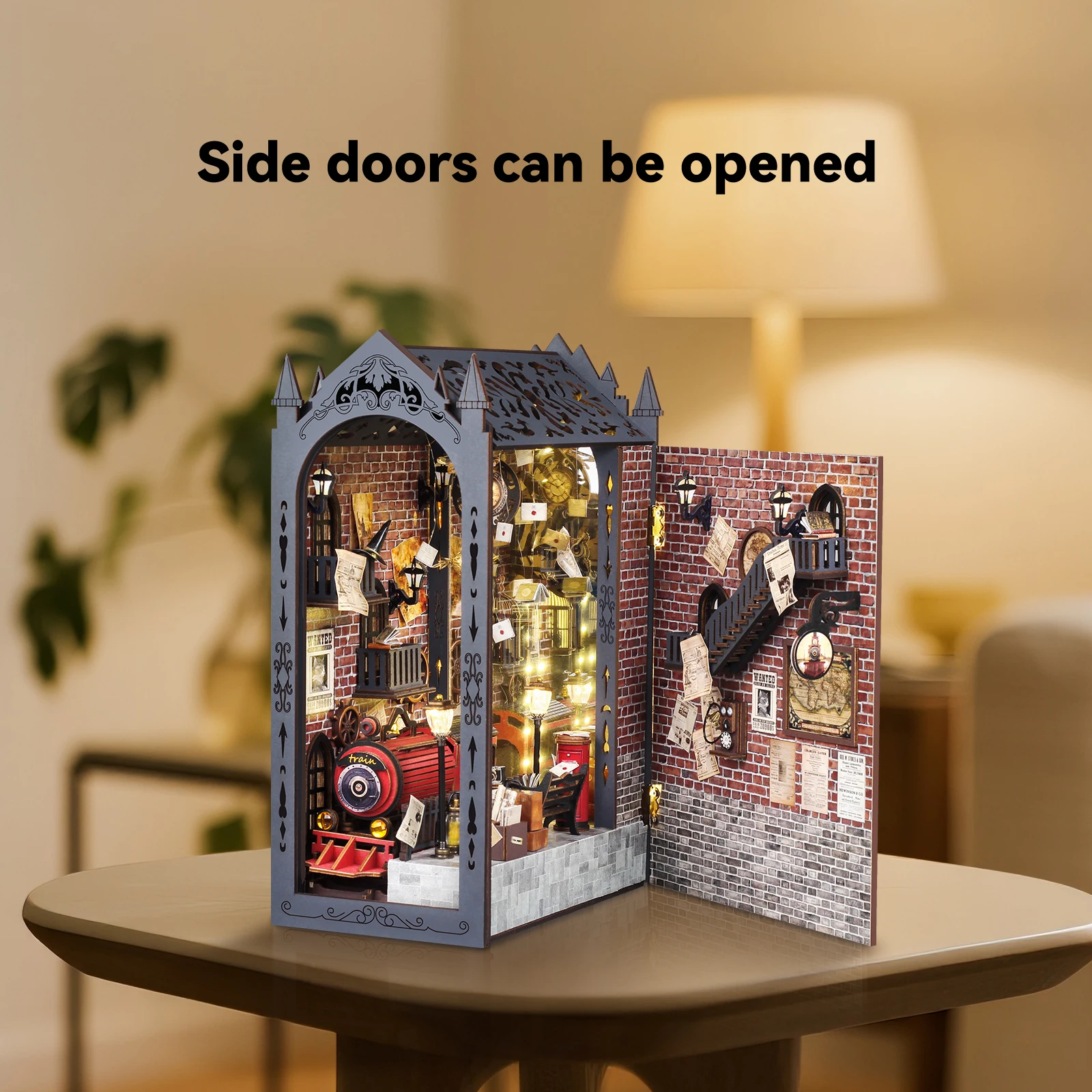 مسار جديد لفترة الفضاء - مجموعة منزل خشبية يمكنك صنعها بنفسك، حرفة كتاب مصغرة، هدية تجميع المشهد الصغير لعيد الميلاد الجمعة السوداء