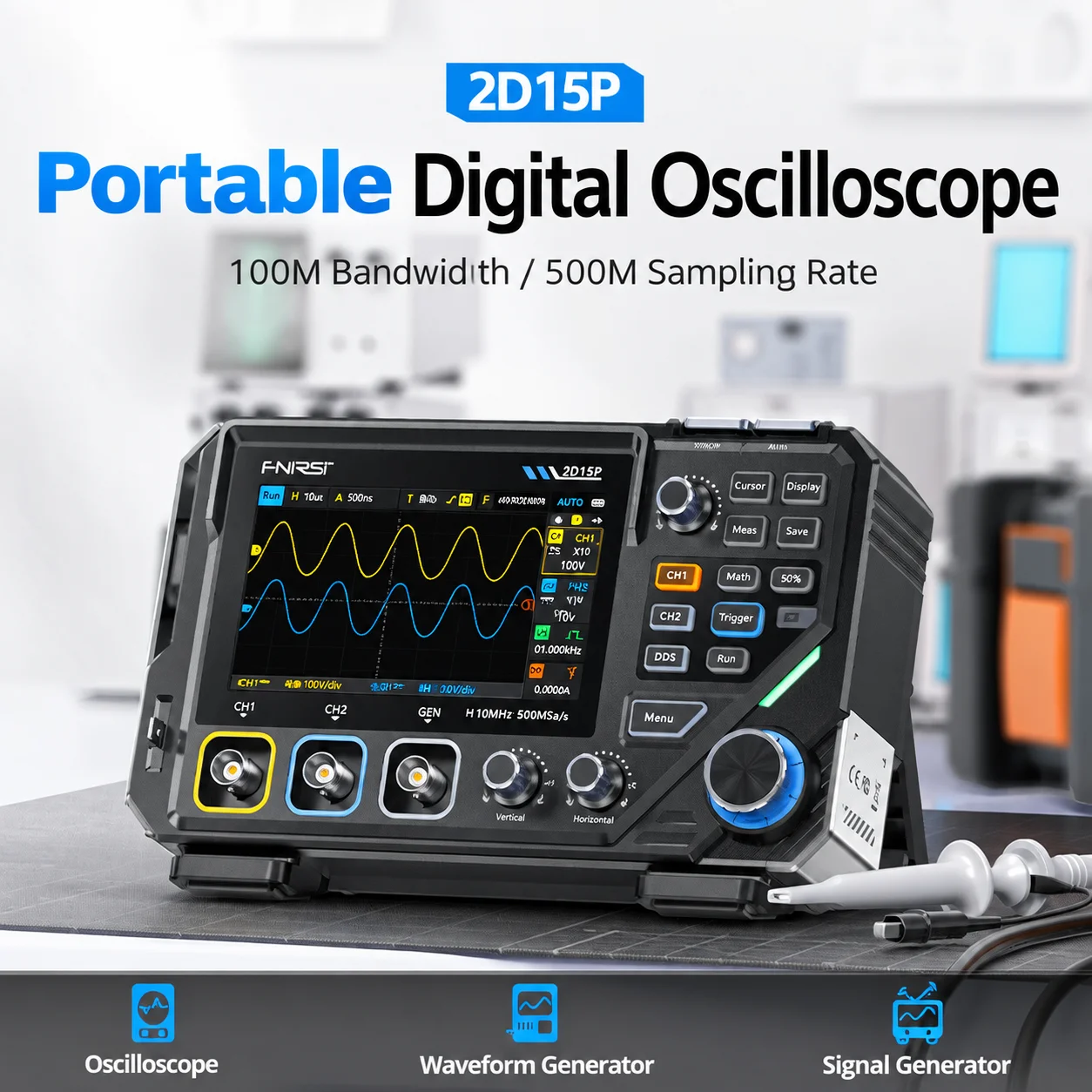 FNIRSI 2D15P 3-in-1 Digital Oscilloscope Multimeter Signal Generator 4.5 Digit