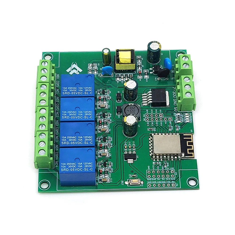 ESP8266 Wireless WIFI Relay Module 4-Channel ESP-12F Development Board AC90-250V/DC7-30V/5V E-WeLink APP Remote Control