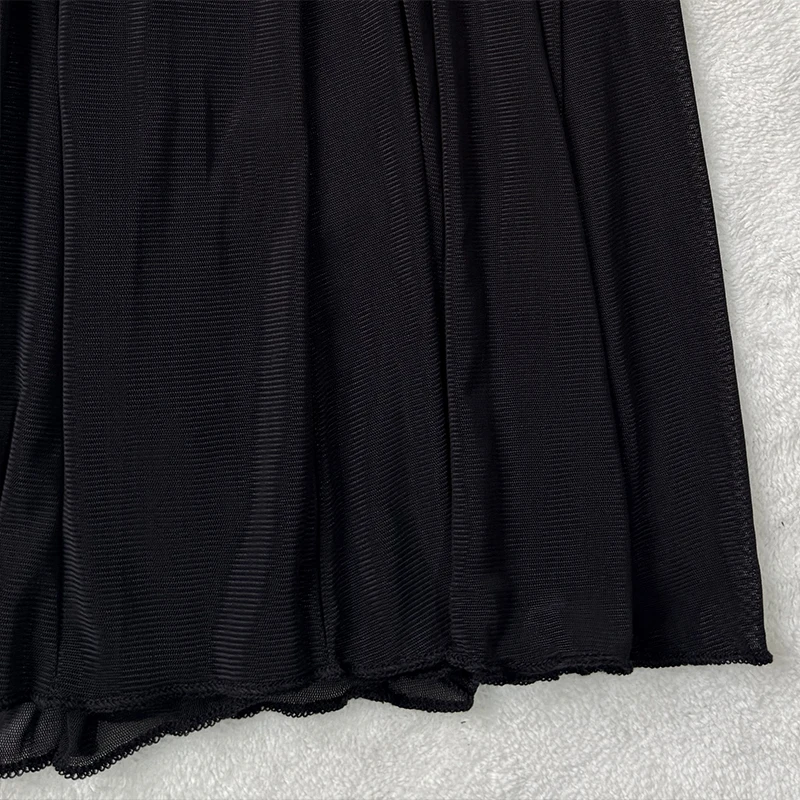 Sexy Transparent Mesh See Through Long Flared Pants Trousers Women Summer Black Elegant Ruffles White Pants Bottoms Ladies - view 5