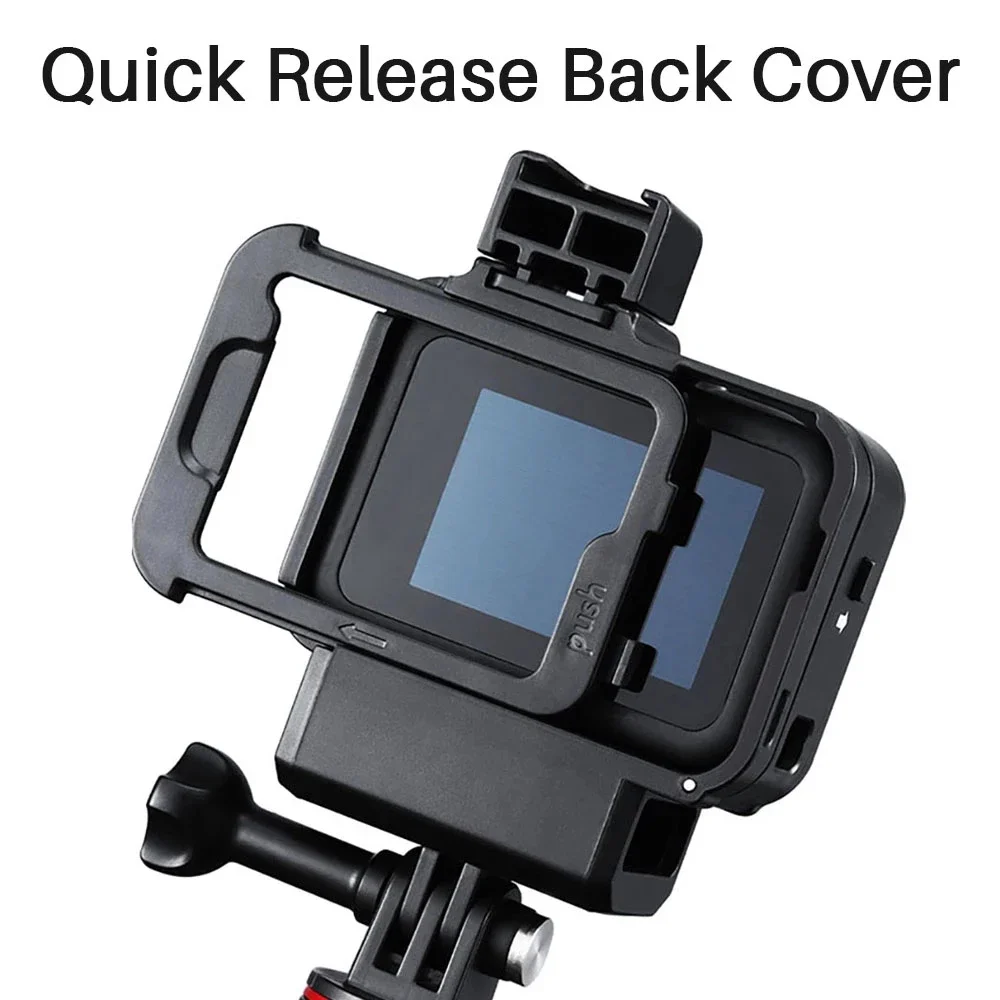 UURIG G8-9 Plastic Camera Cage Case Vlogging with Microphone Cold Shoe Mount Len Filter Adapter for GoPro 8 Action Camera