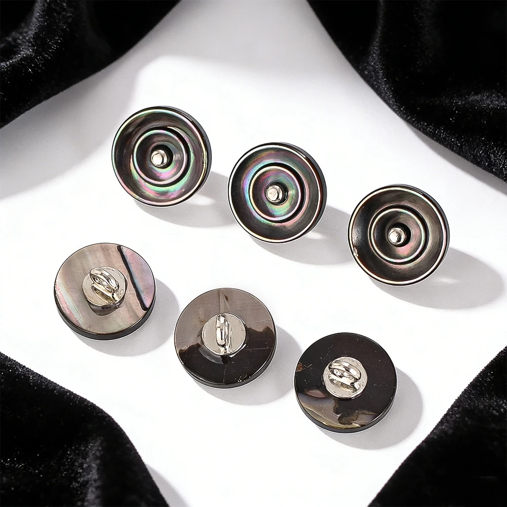 5pcs Round Seashell Buttons Natural Black Mother of Pearl Shank Buttons for Clothing Sewing Accessory Cardigan Sweater Fasteners
