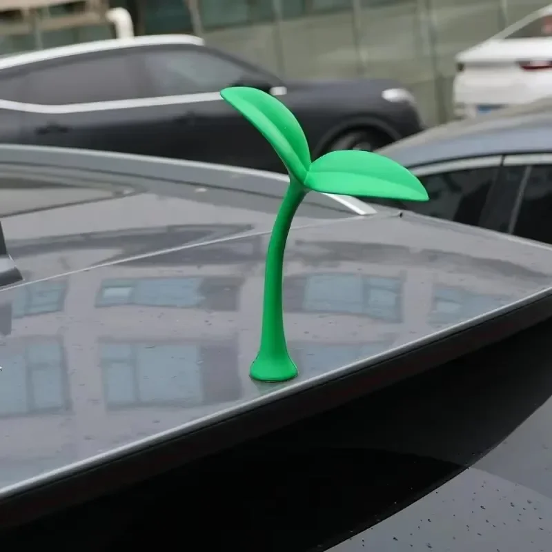 Car Roof Decoration 3D Stereo Car Sticker Cute Personality Small Saplings Stick Exterior Universal PU Foam Bean Sprout Decor 4