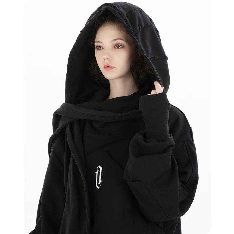 Unisex Autumn Functional Wizard Scarf Collar Sweater Hoodie Men\'s Clothing Harajuku Hooded Sweatshirt High Street Streetwear