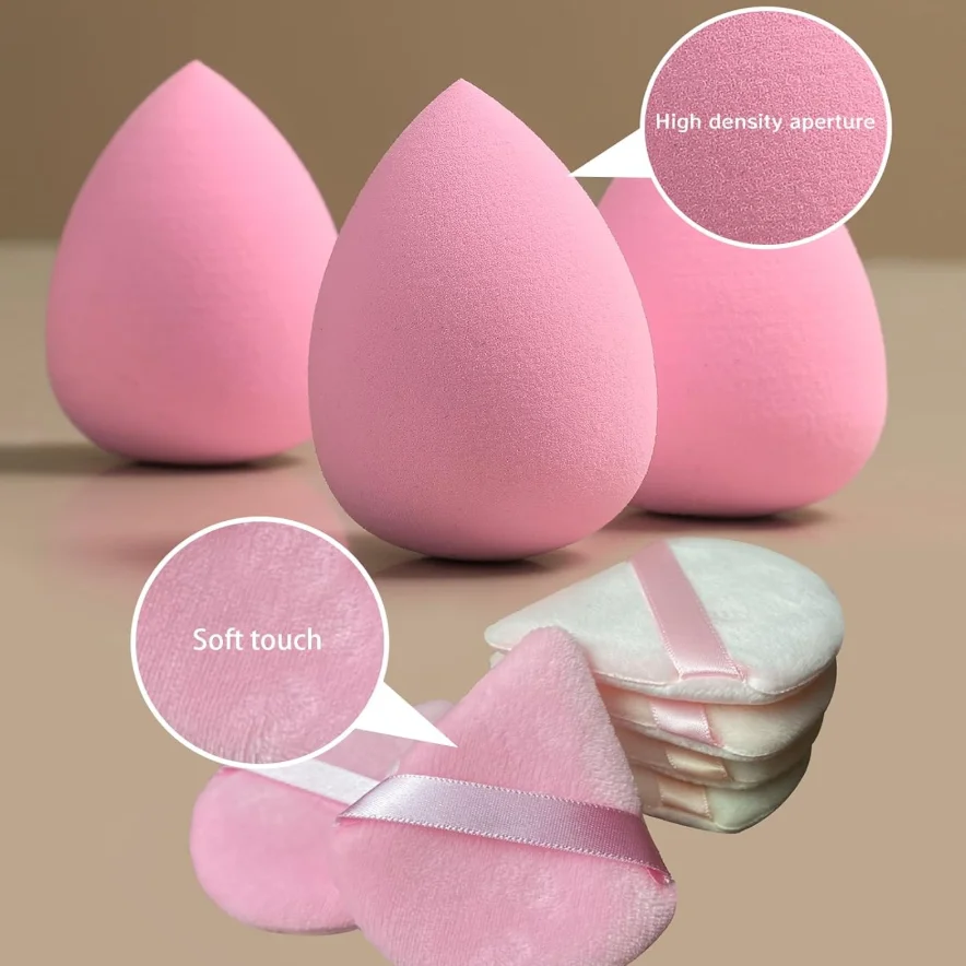 12 個プロフェッショナルメイクアップスポンジセットピンククッションルースパウダーパフブレンドミニディテールスポンジ多用途美容ツール