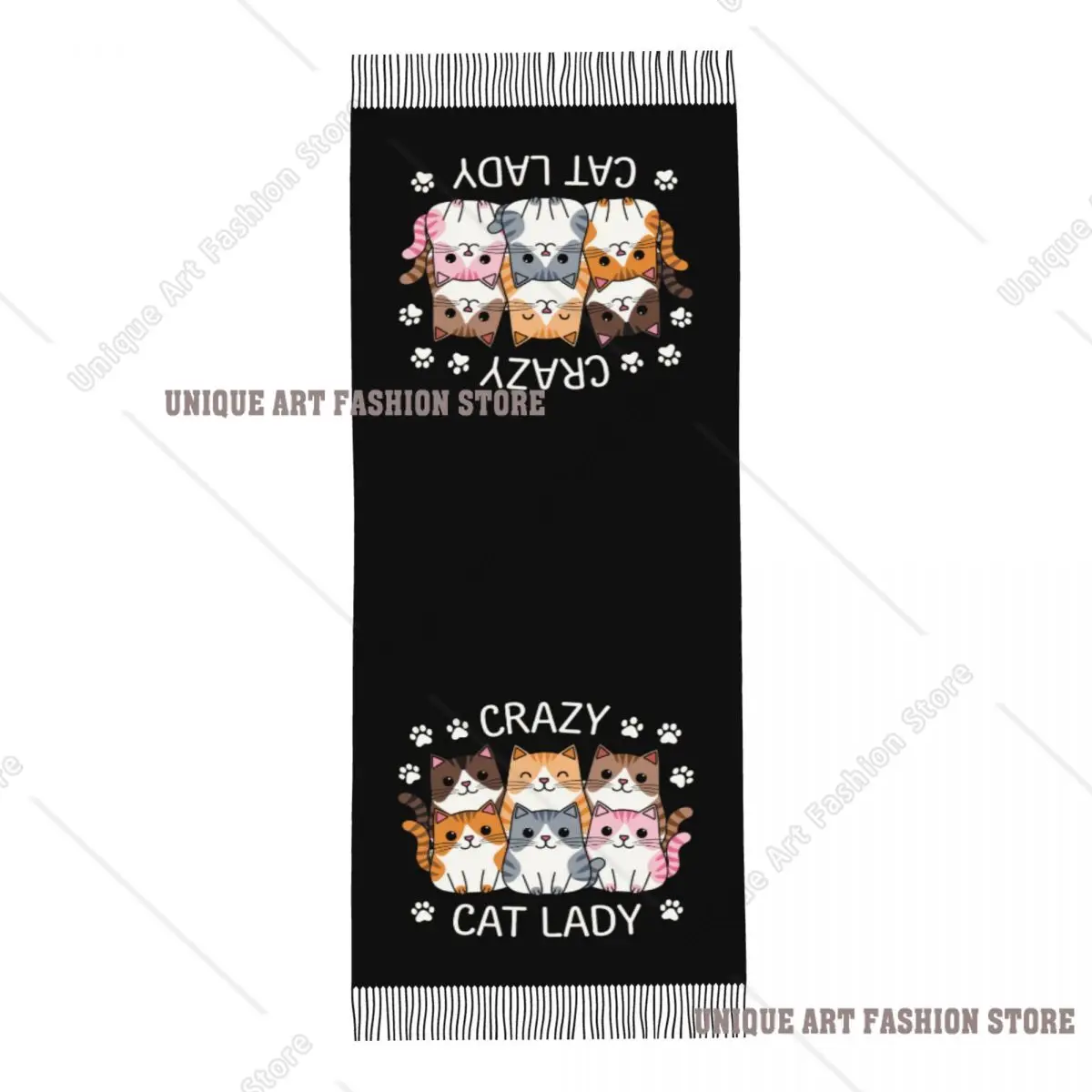 Écharpe de dame de chat fou personnalisée Wrap femmes longue hiver chaud gland châle unisexe foulards