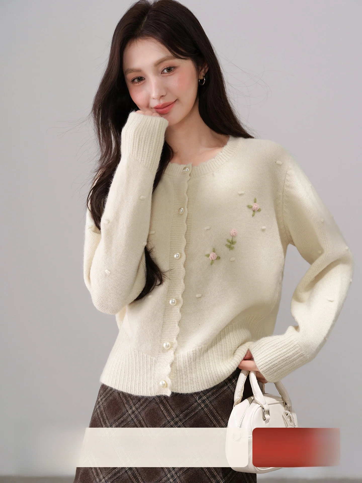 

Мягкий уютный женский вязаный кардиган на зиму, теплый базовый топ с 3D-вышивкой в виде цветов, корейский стиль, свободный крой