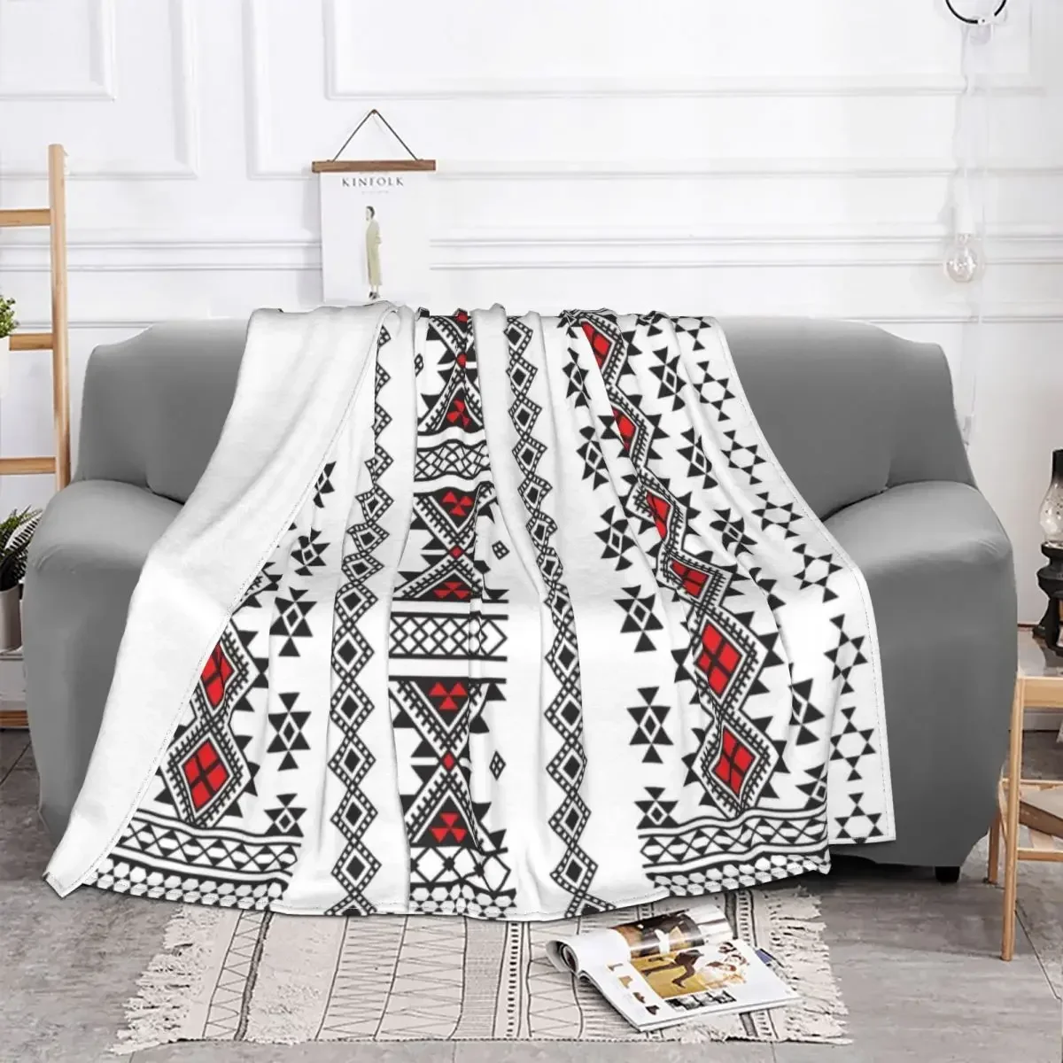 3D Print Kabyle Carpet Blankets Breathable Soft Flannel Winter Bohemia Amazigh Berber Throw Blanket for Couch Home Bed Gifts