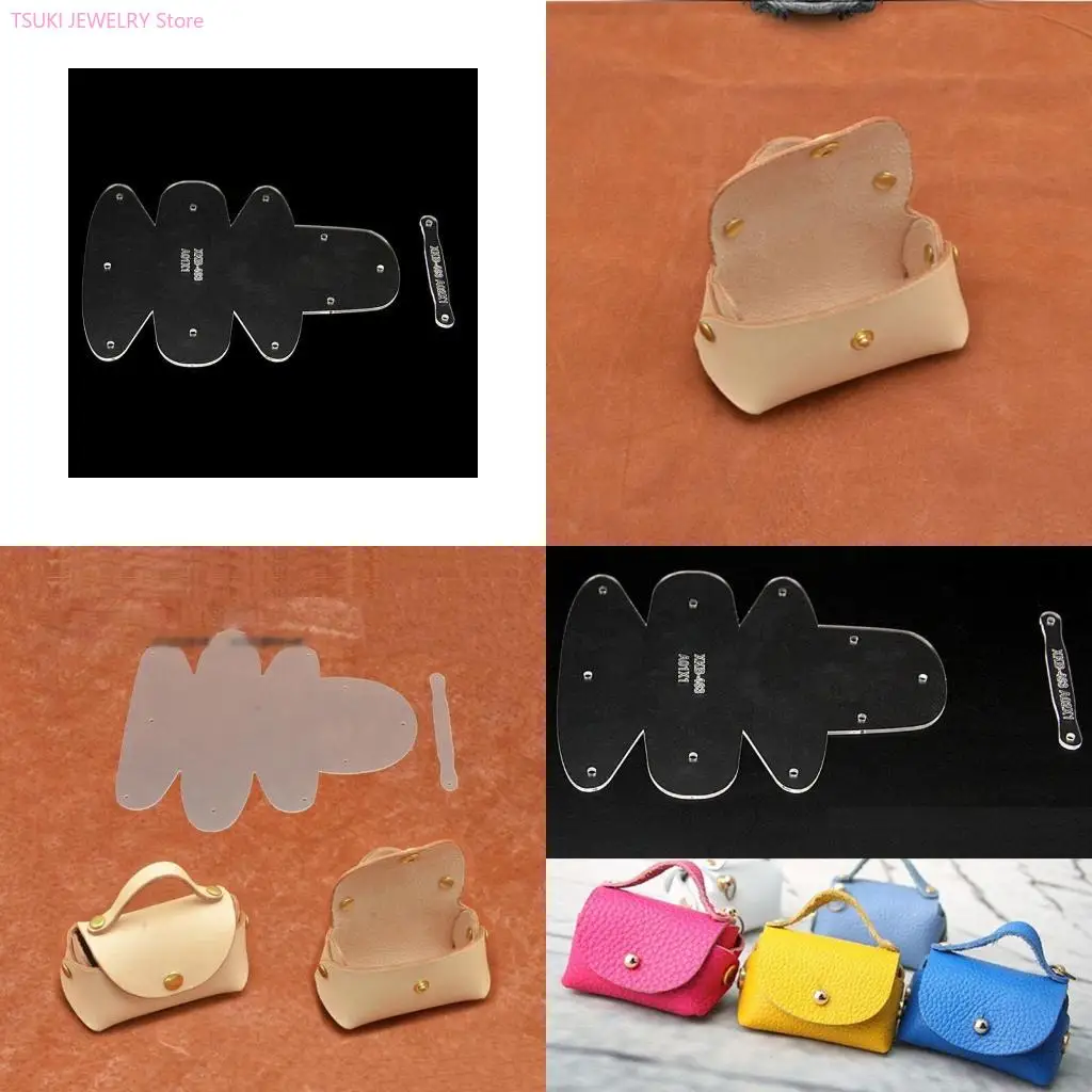 

62KE Кожаная Мини-сумка для рукоделия Портмоне Выкройка ПВХ Трафарет Набор шаблонов Акриловый кошелек с узором Набор трафаретов