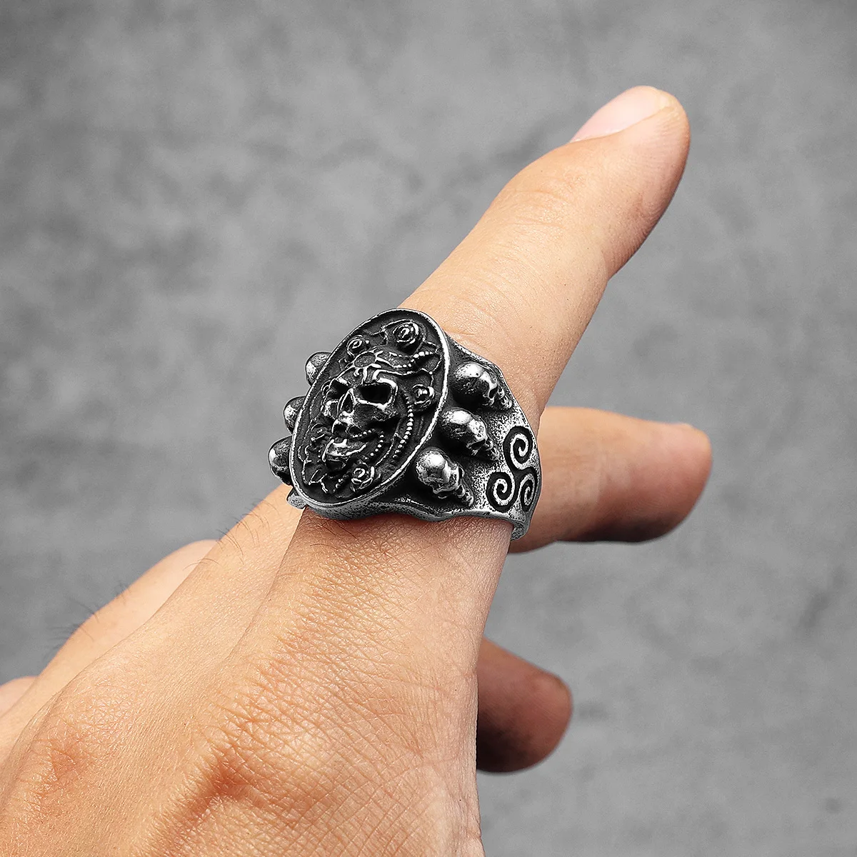 Immortal Viking Symbol Skull Men Rings Stainless Steel Women Jewelry Punk Gothic Rock Vintage Fashion Accessories Gift Wholesale