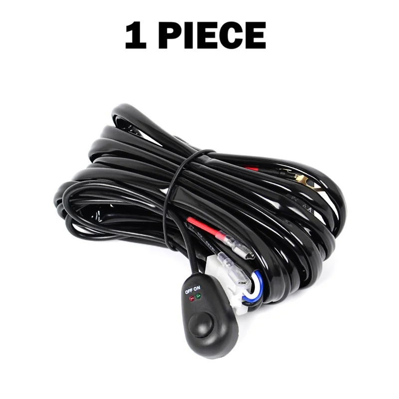 2M (7ft) 16 AWG Single LED Light Relay Wiring Harness Fuse Switch Connector Cables Kit 1 lead 1 Lamp 180W 12V On Off Button Wire