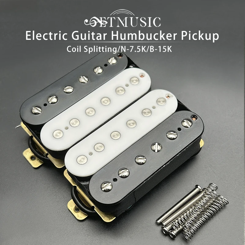 

Electric Guitar Dual Coill Splitting Humbucker Pickup 4 Conduct Cable Neck-7.5K/Bridge-15K Output Black/White