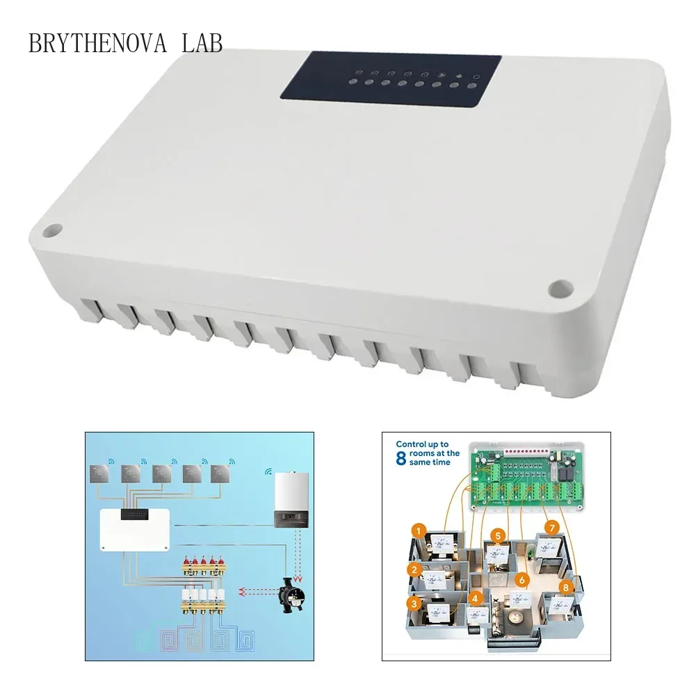 5/8 Zone Central Heating Hub Controller Underfloor Water Heating System for Boiler Gas Pump Valve Actuator