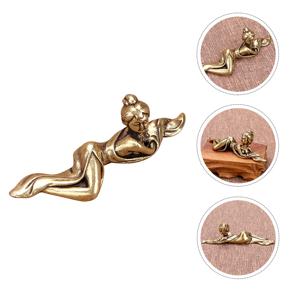 1 قطعة سيدة القديمة ثقالة الورق حلية فرشاة نحاسية بقية حامل الخط الصيني حامل قلم ديكور مكتبة مكتب المنزل #1